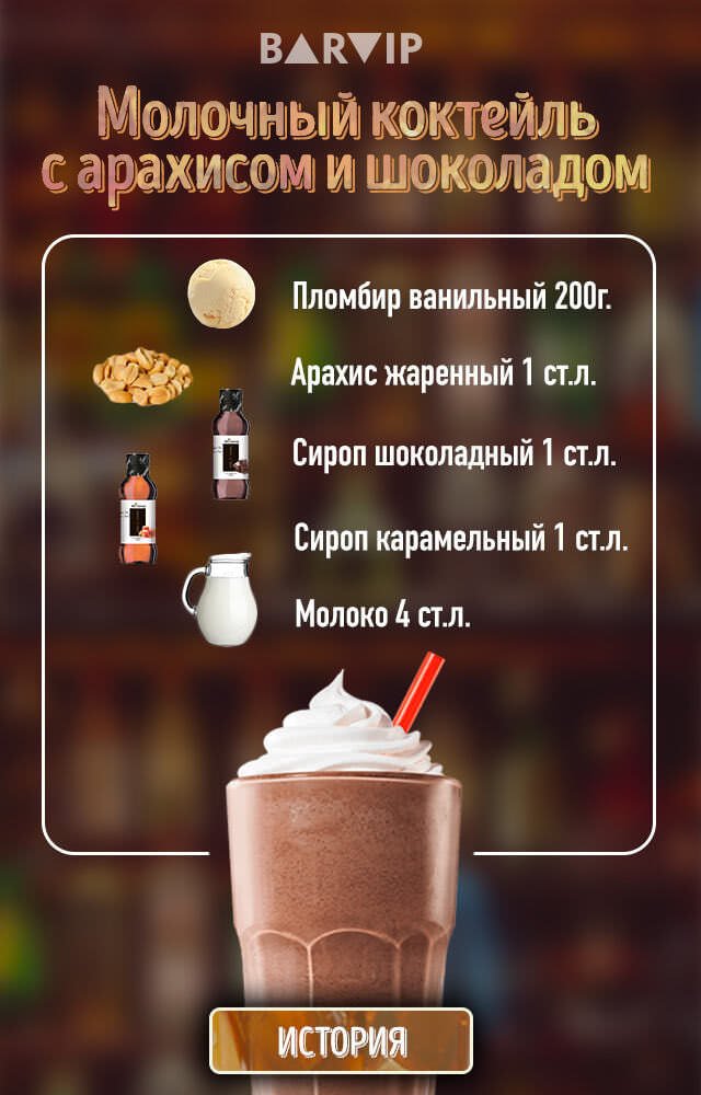 Молочный коктейль с арахисом и шоколадом